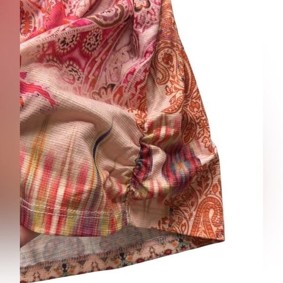 Catherines 3X Bling Paisley Patchwork Top Pink Multicolor Boho Stretchy 0139 - Picture 2 of 9